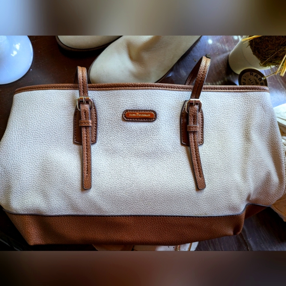 Cream and camel Dana Buchman hand bag